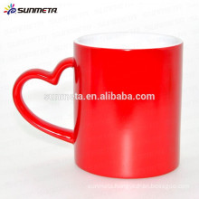 Red color glossy finish heat sensitive mug magic cup ,personalized magic mug